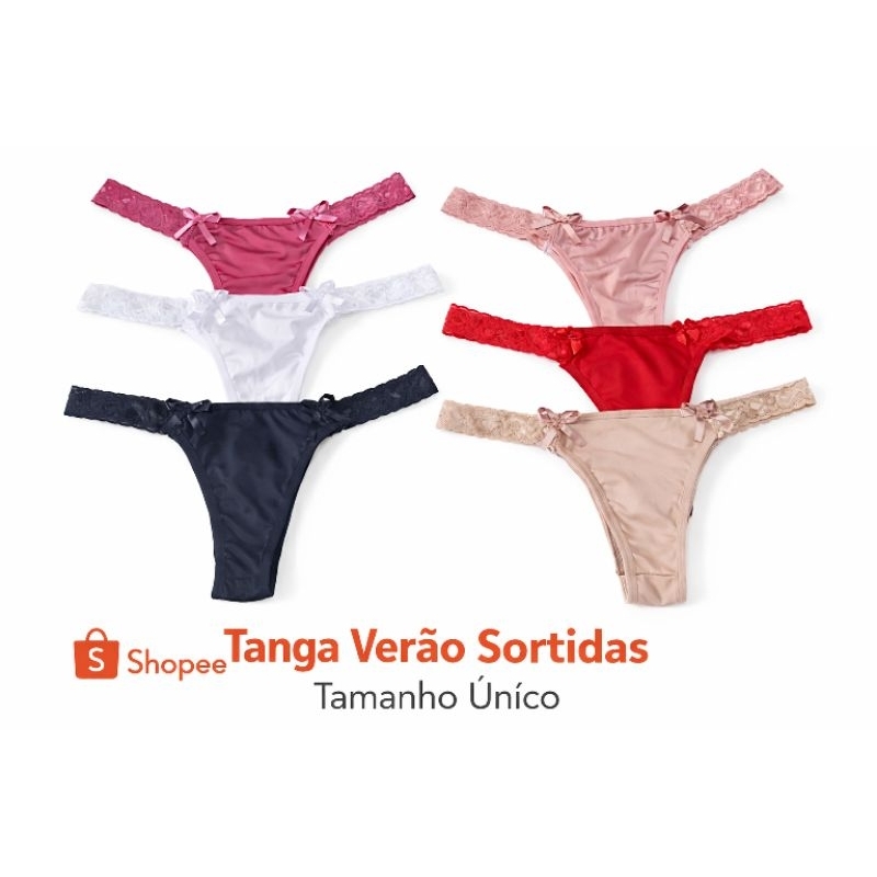 Kit Com 10 Tangas Calcinhas Feminina Fio Dental Não Marca na Roupa Microfibra lateral de Renda delicada Atacado Revenda em Oferta na Shopee