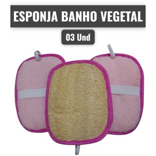 Kit Bucha Vegetal Natual p/ Banho c/ Tecido - 03 Unidades em Oferta na Shopee
