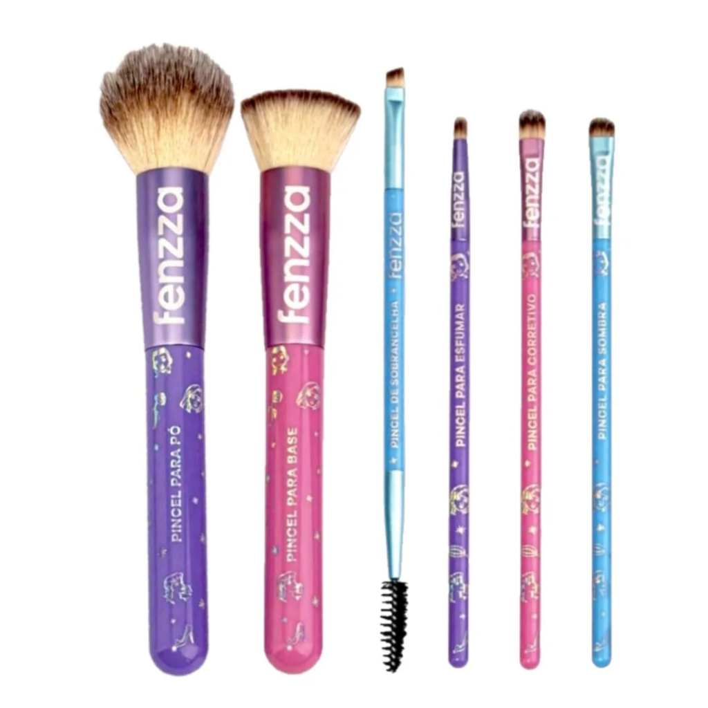 Kit De Pinceis Inspirados Nas Princesas Da Disney Kit E Pincel Unitário Pó Blush Corretivo