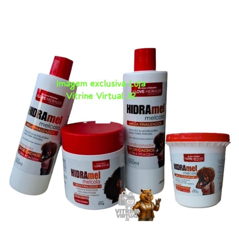 Kit Hidramel Melcola com 4 Produtos – Tratamento Completo para Cachos | Shampoo, Condicionador, Máscara e Finalizador