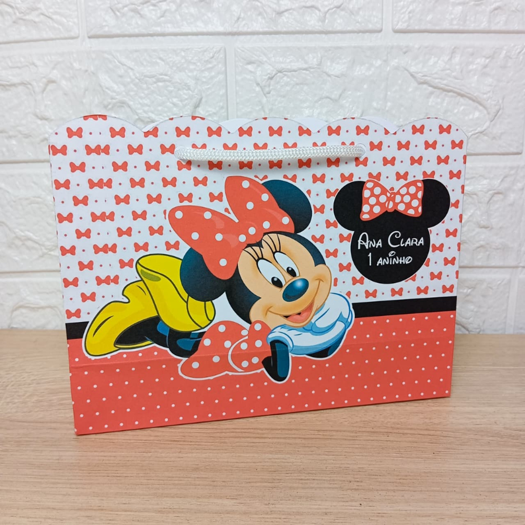 Sacolinha PEGUE E MONTE Personalizada Minnie Vermelha | Lembrancinhas | Aniversário | Sacola Surpresa