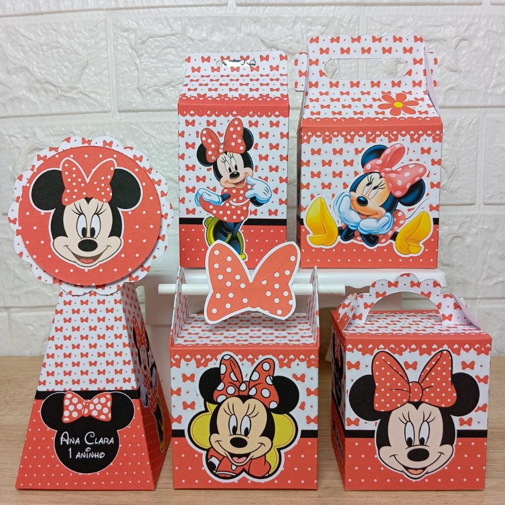ENVIO RÁPIDO Kit Festa Minnie Vermelha Lembrancinha Aniversário Infantil - PEGUE E MONTE