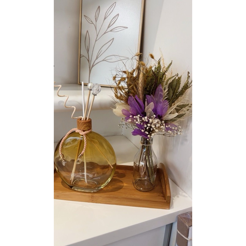 Arranjo flores naturais desidratadas libélula em garrafa vidro p/ centro mesa, lembrancinha, eventos em geral em Oferta na Shopee