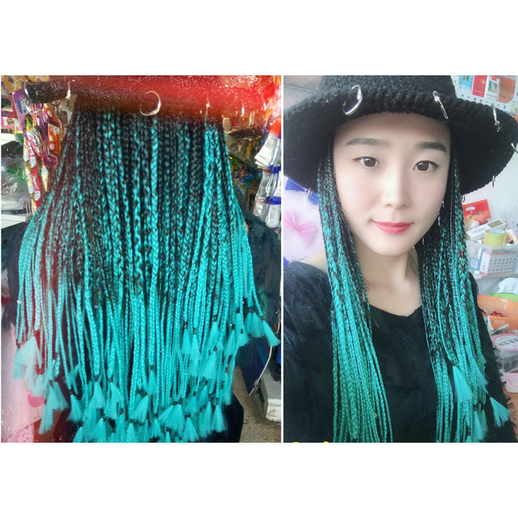 Jumbo 2-18 - Cabelo Kanekalon Tranças Box Braid Twist Cor Preto com ombre hair verde escuro 3-22
