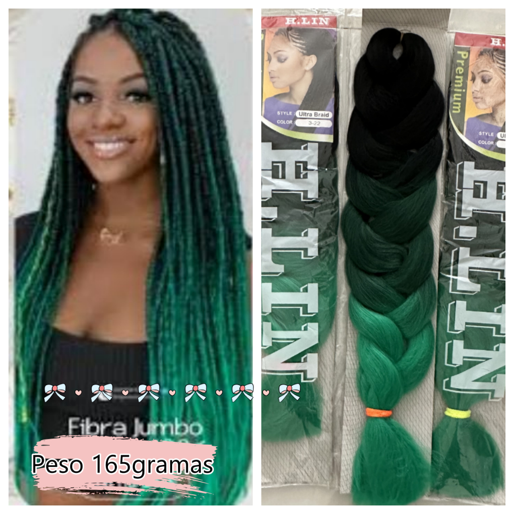 Kanekalon Jumbo H. Lin Tranças Box Braid Twist Cor 3-22 Preto verde escuro verde claro ombre hair de 3 cores