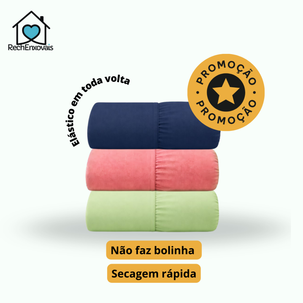 kit 3 Lençol Solteiro Avulso com Elástico 0,88m x 1,88m x 0,20m de Altura em Oferta na Shopee
