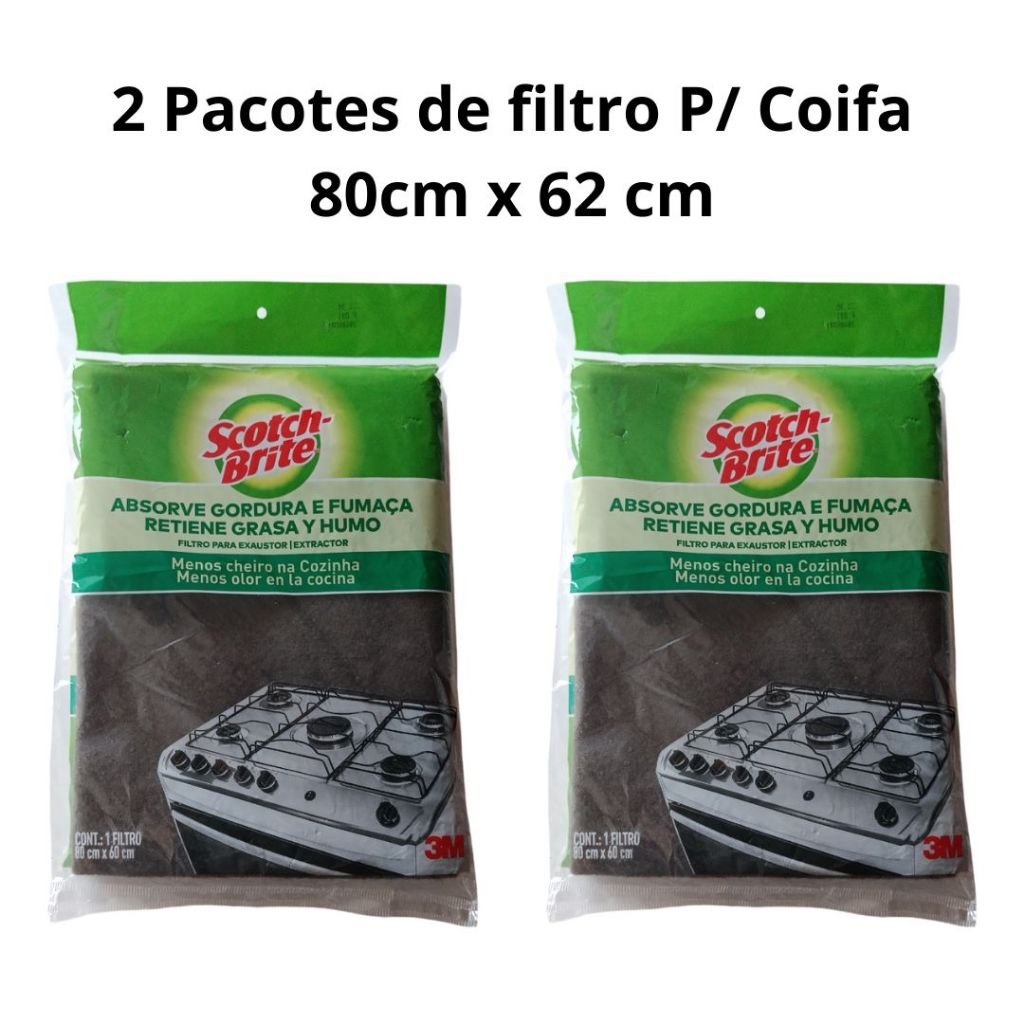 Kit 2 Filtro para coifa Exalstor Depurador 3m Suga Fumaça e Gordura Para fogão 6 bocas