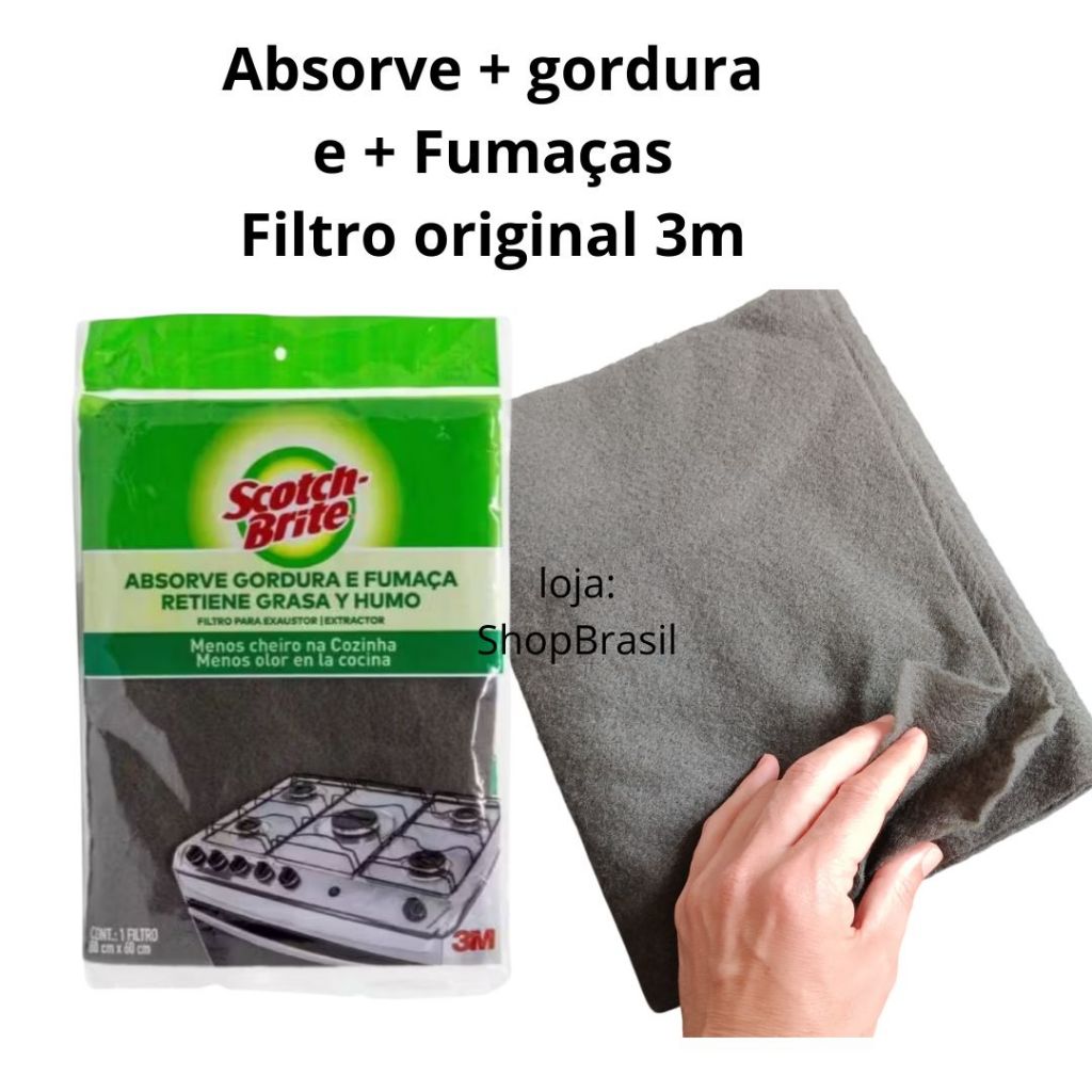 Imagem Filtro 3m Scotch Brite para Coifa Para Depurador  Exaustor ar condicionado 80x62 cm Melhor Absorsão