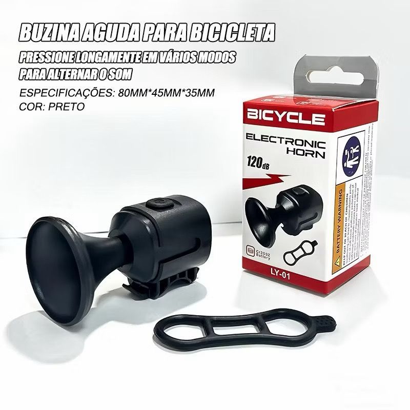 Bicicleta Eletrônica Buzina De Alerta Alto Som 120dB, À Prova D'água Adequada Para De Estrada E Montanha Campainha