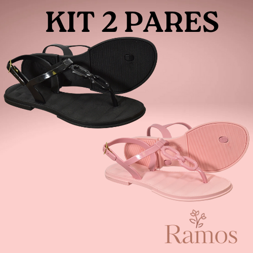 Kit 2 Pares Sandália Feminina Rasteirinha e Salto Baixo – Conforto e Estilo KIT2.SAND.CORRENTE