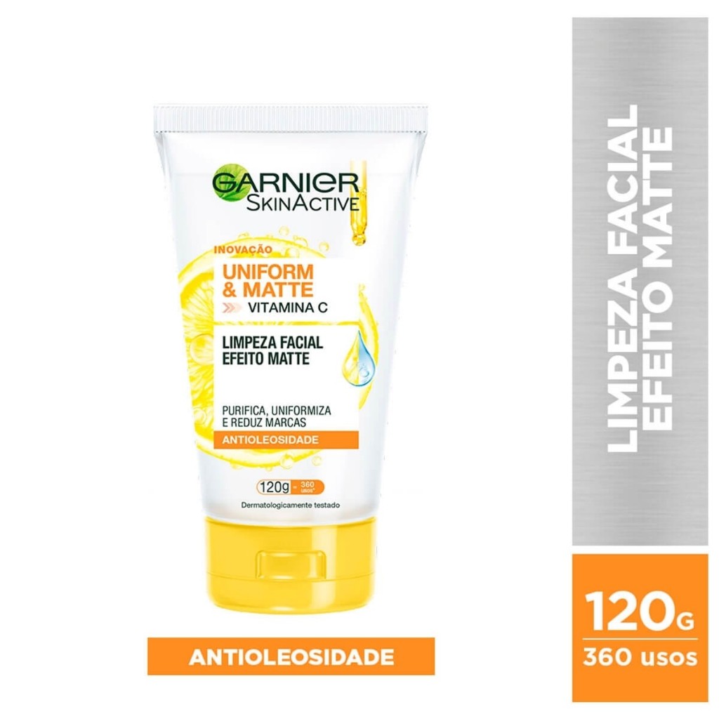 Sabonete Facial Garnier 120ml Limpeza Profunda Controle Oleosidade Uniform & Matte Uso Diário em Oferta na Shopee