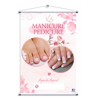 BANNER FAIXA MANICURE  PEDICURE NAILS SALÃO DE BELEZA(MOD 520) em Oferta na Shopee