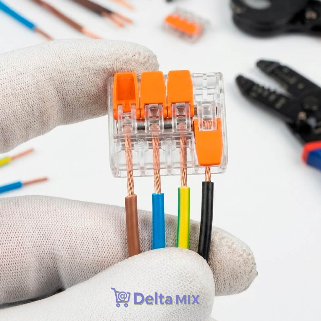 Conector Emenda de Fios 4 Vias Flat - Kit 50 Unidades Seguro e Prático
