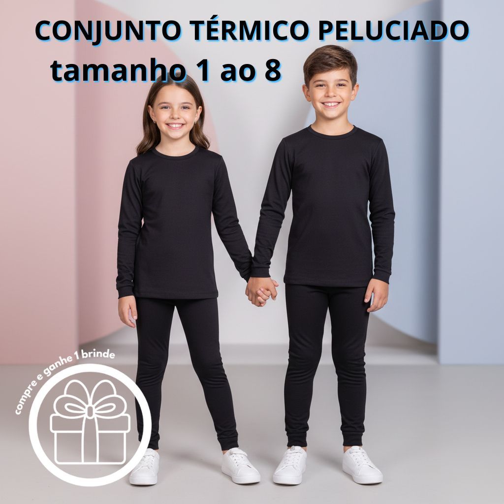 Conjunto Térmico Infantil Blusa e Calça Peluciada ATENÇÃO FORMA PEQUENA: Recomendamos escolher um tamanho maior