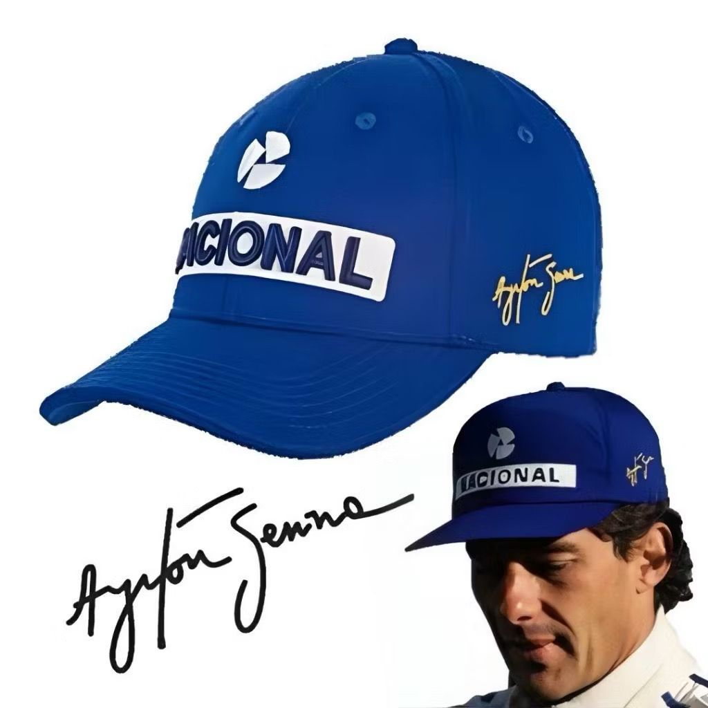 Bone Ayrton Senna Nacional Fórmula 1 Retro Assinatura Azul