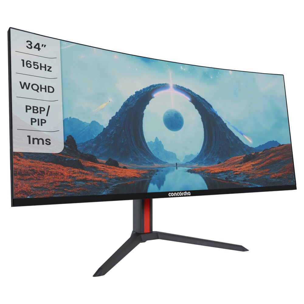 Monitor Concórdia Gamer Curvo Ultrawide UZ340 34'' WQHD 165hz 1ms 2*HDMI 2*DP SR