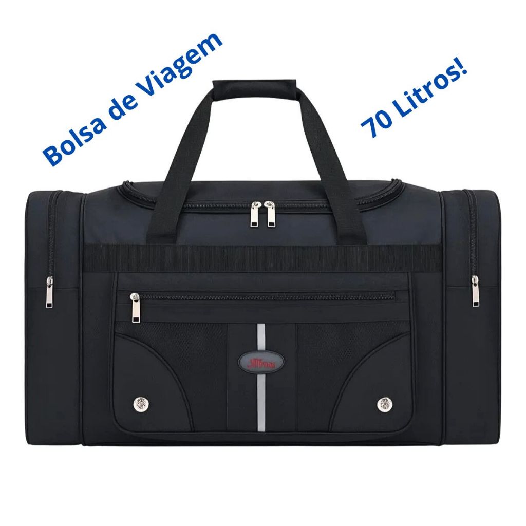 Bolsa de Viagem de Lona Grande Tiracolo e de Mão 70 litros Muito Espaçosa Resistente
