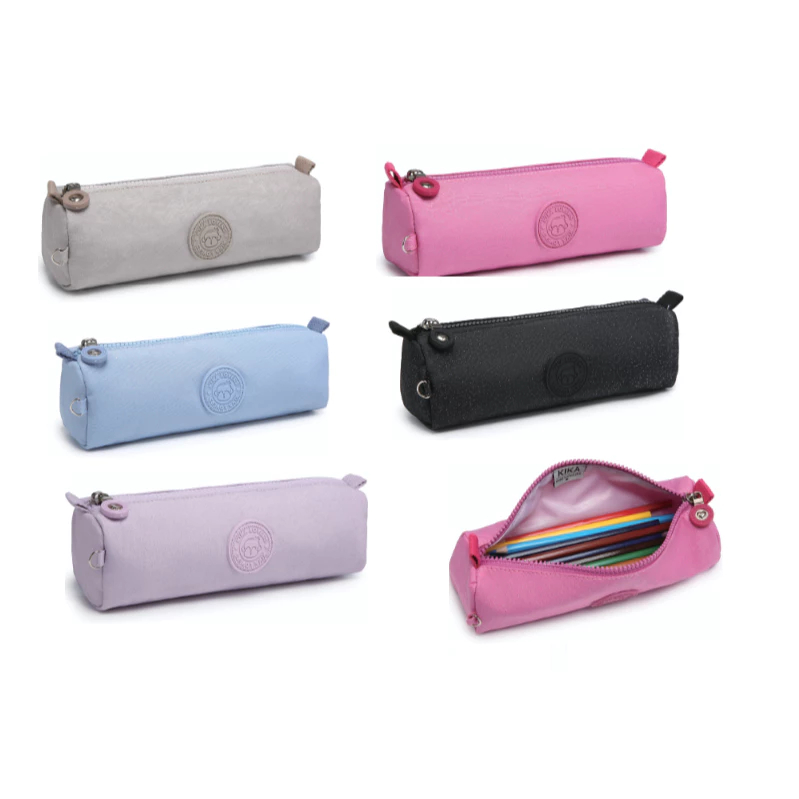 Estojo Kika Escolar Gliter Com Pingente Pompom