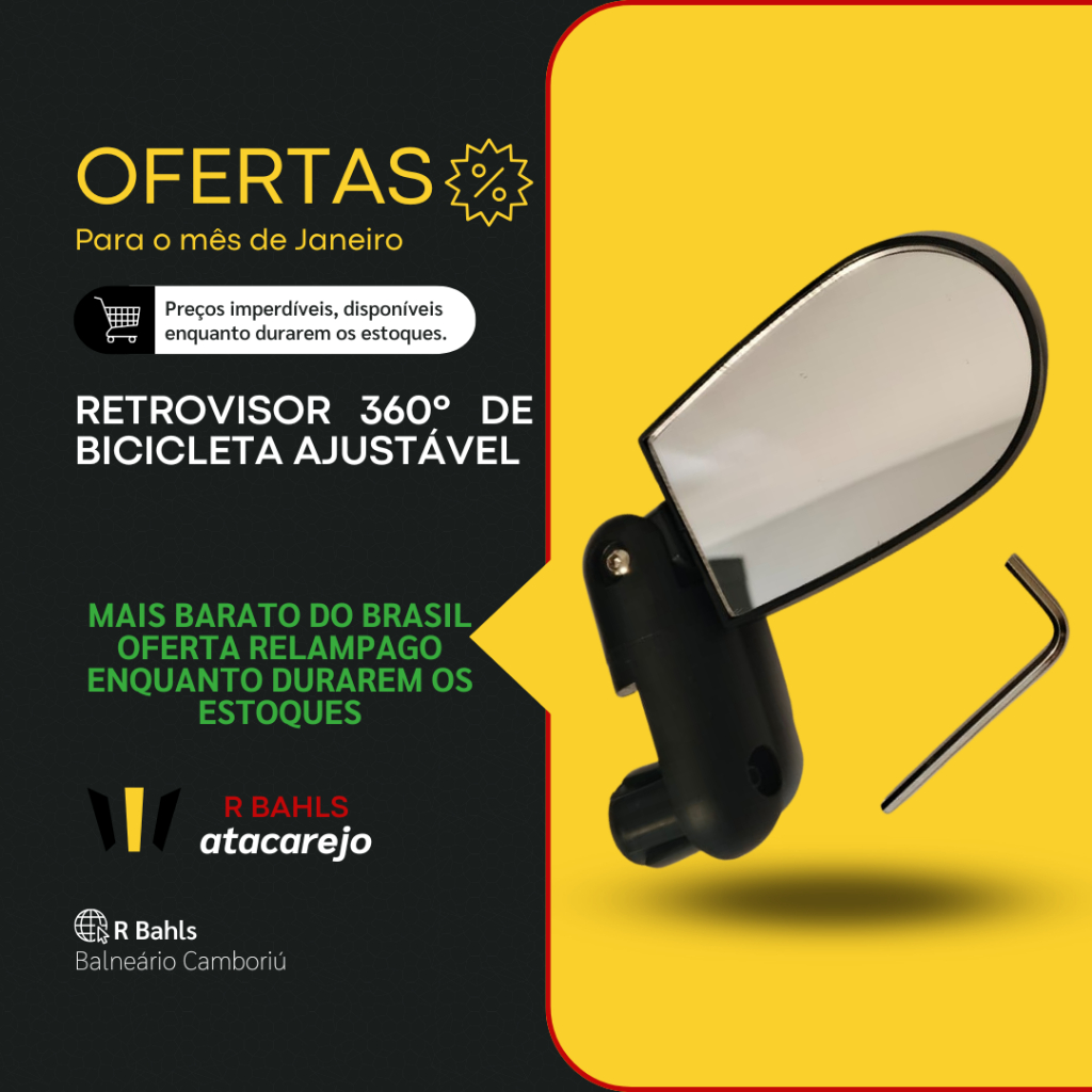 Retrovisor para Bicicleta - Giro 360° e Instalação Simples em Oferta na Shopee
