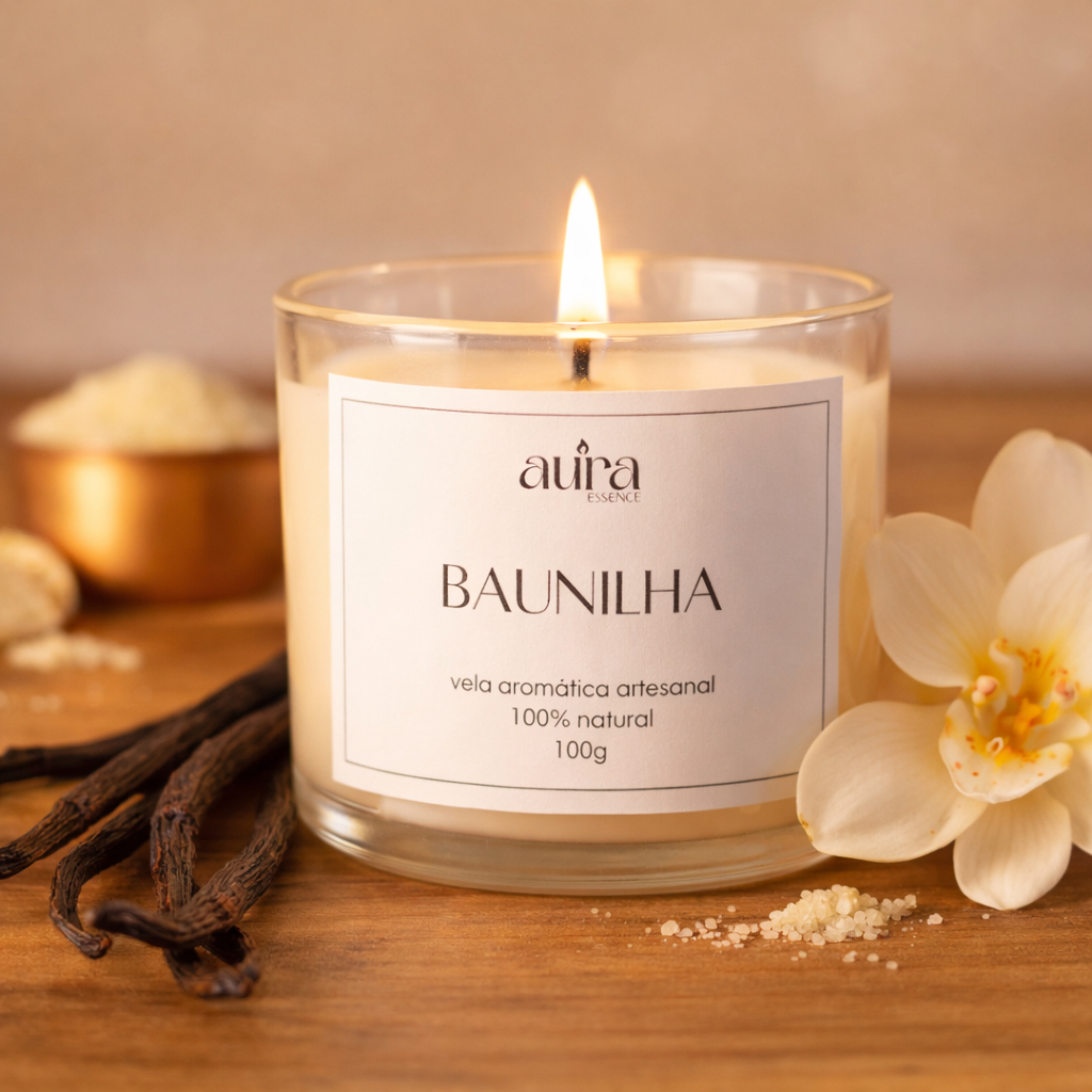 Vela aromática artesanal baunilha em Oferta na Shopee
