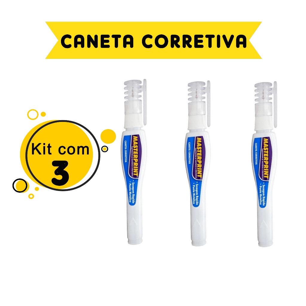 kit 3 Canetas Corretiva 7ml Corretivos Masterprint