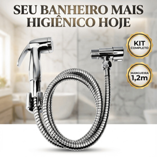 Ducha Higiênica 100% Cromada Completa Luxo Metal Inox Acionamento 1/4 De Volta Com Registro em Oferta na Shopee