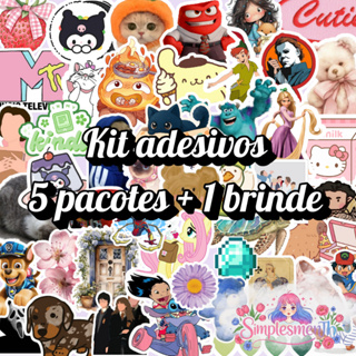 kit adesivo - 5 pacotes + 1 de brinde - Escolha os temas em Oferta na Shopee