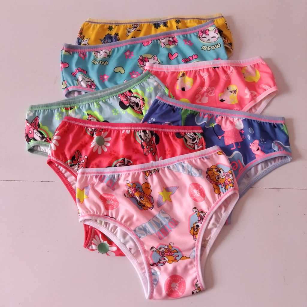 Calcinha Infantil e Juvenil Tanga 5 unidades Poliéster Fundo 100% algodão Estampas Sortidas