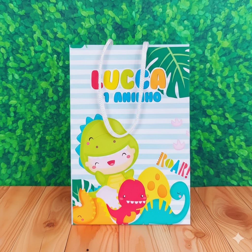 Sacolinha Surpresa Dino Baby Dinossauro Personalizada  Lembrancinhas de Aniversário - PEGUE E MONTE