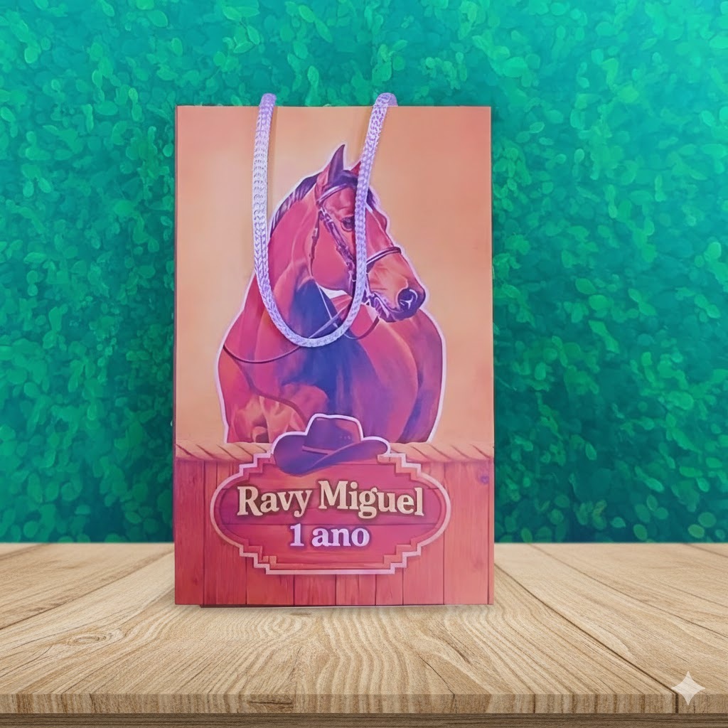 ********Sacolinha Surpresa Cavalo Boiadeiro  Personalizada  Lembrancinhas de Aniversário - PEGUE E MONTE