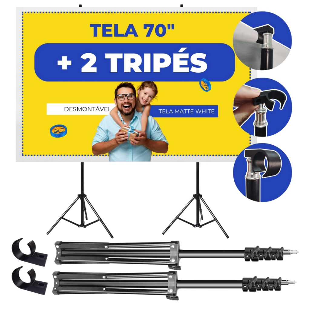 Tela de Projeção Portátil com Tripé Retratil Datashow Fácil Montagem para Eventos e Reuniões em Oferta na Shopee