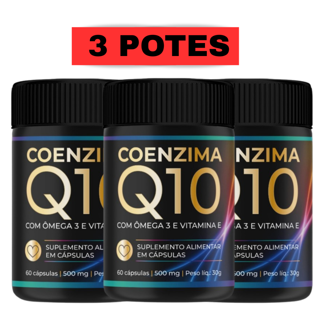 Coenzima Q10 + Ômega 3 + Vitamina E | 3 em 1 Energia, Imunidade, Coração e Cérebro 180 CAPS