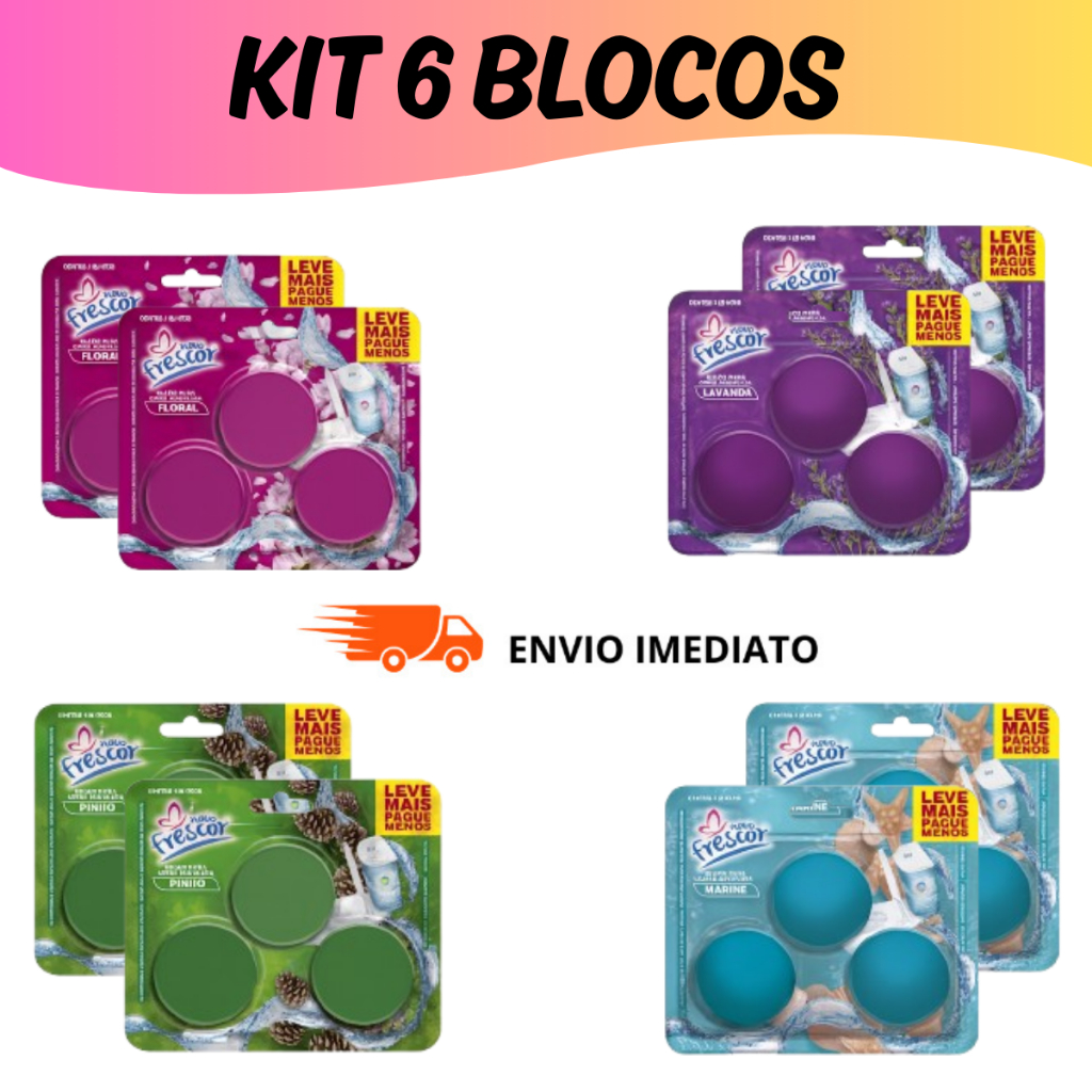 KIT C/06 Bloco Para Caixa Acoplada Pedra Sanitária Pastilha Tablete Novo Frescor