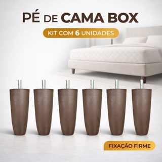 Pé de Cama Box Reforçado Marrom e Preto | Kit 1--12 Unidades | Firme, Não Balança, Fácil Instalação em Oferta na Shopee