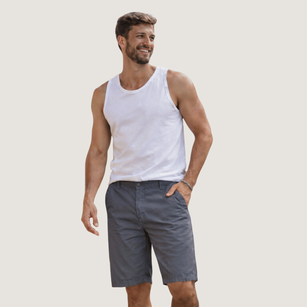 Bermuda Sarja 100% Algodão Leve Masculina Casual Confortável Cintura Ajustável Verão Dia a Dia Moda Premium