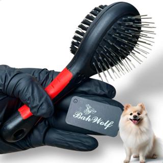 Escova pet  dupla sem Bolinhas (sem pinos) pequeno ou grande para spitz alemão lulu da pomerania em Oferta na Shopee