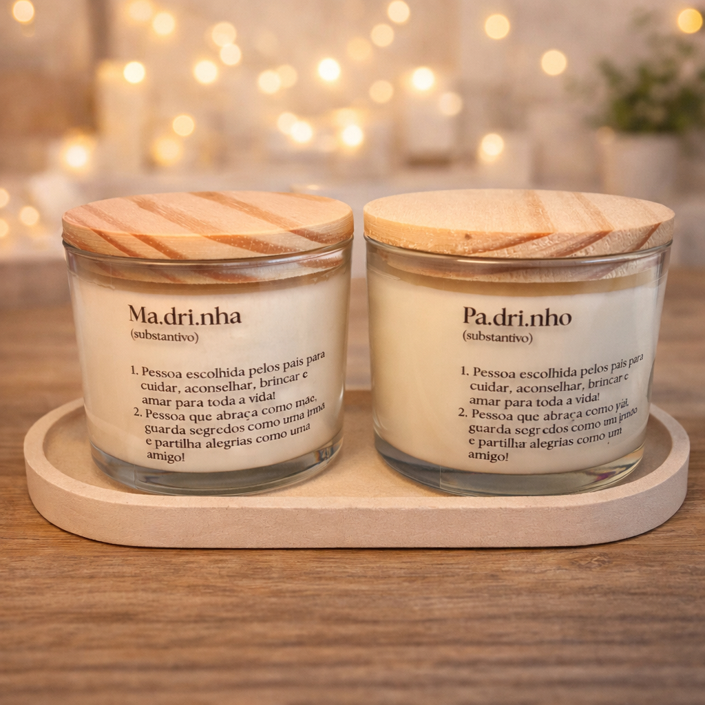 Vela aromática padrinhos de batizado em Oferta na Shopee