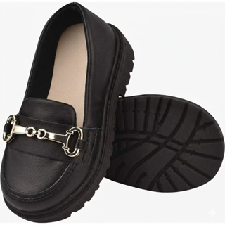 Mocassim Menina Modelo Oxford Fivela Off White e Preto Lindo Confortável em Oferta na Shopee