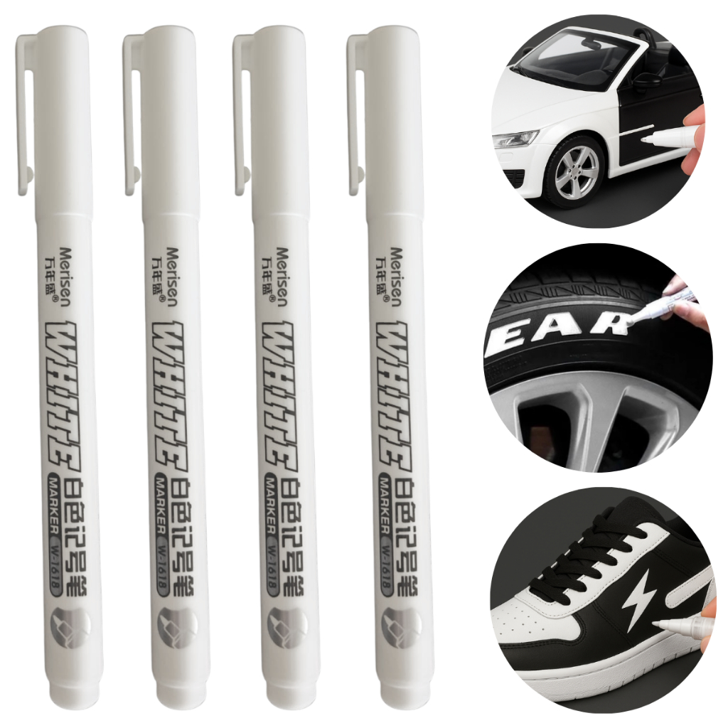 1/2/3/4 Caneta Marcador Permanente Branca Pinta Pneu Lataria A Prova D'água Retoque Reparo Ponta 1mm