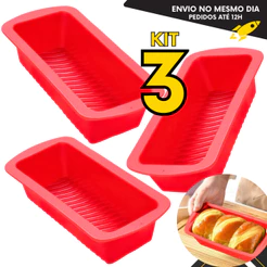 Kit 3, 2 ou 1 un - Assadeira Forma de Silicone para Pães Bolos Sobremesa Airfryer Forno Antiaderente