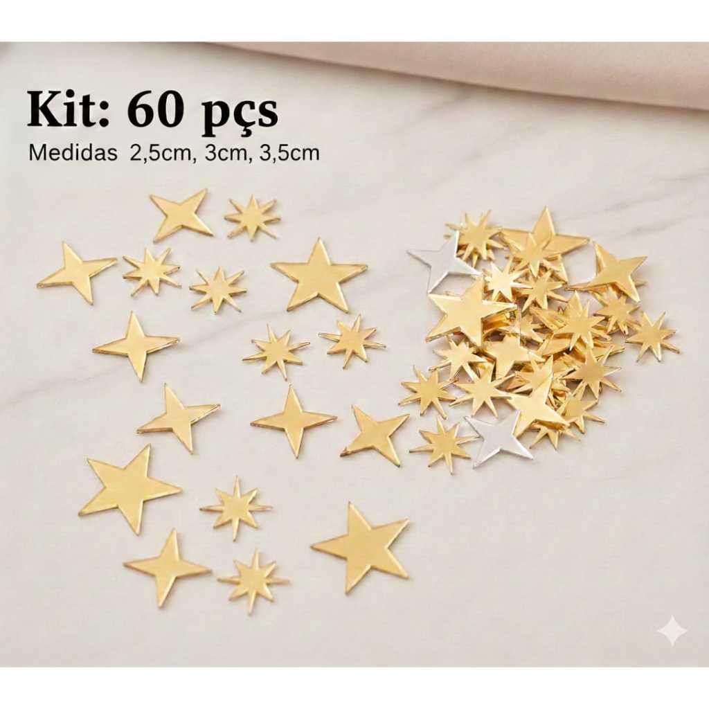 Kits Estrelas e Brilos Espelhados em Acrílico, Decoração e Artesanato