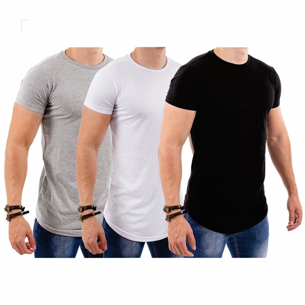 kit 3 Camiseta Longline Camisa Masculina Oversized Lisa Premium Algodão Confortável Caimento Perfeito Estilo Urbano