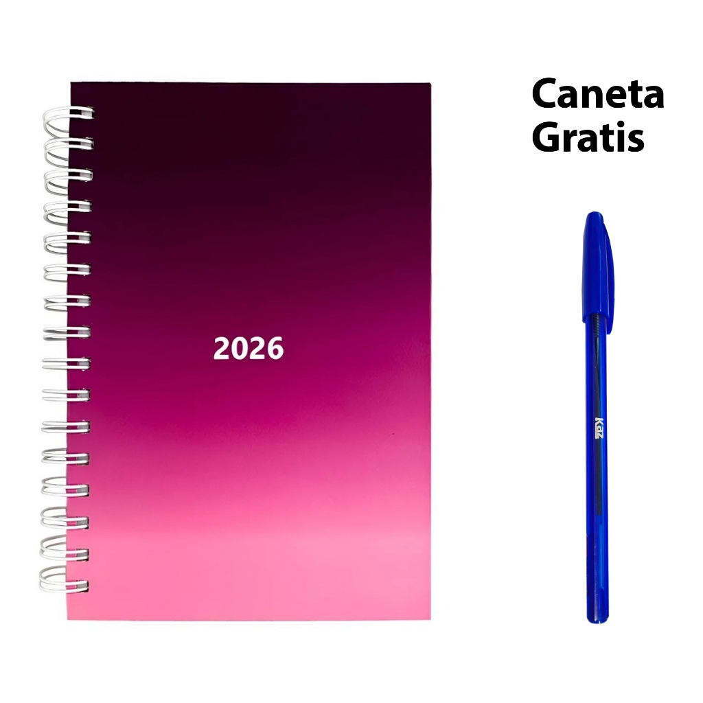 Agenda 2026 Espiral Anual Aurora Roxo Executiva 168fls Para Presente e Escritorio