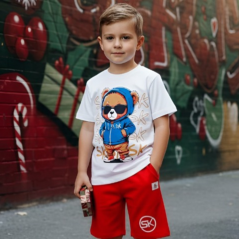 Conjunto infantil masculino short e camisa juvenil verão do 2 ao 14 moletinho