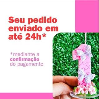 Vela em Biscuit Jardim Encantado / Vela Jardim das Borboletas Topo de Bolo PRONTA ENTREGA em Oferta na Shopee