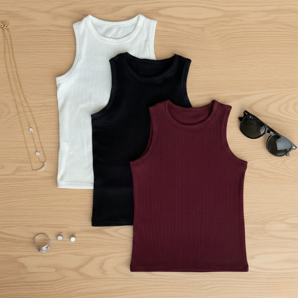 Kit 3 Regata Canelada Feminina Lisa Blusa Básica Camiseta Casual