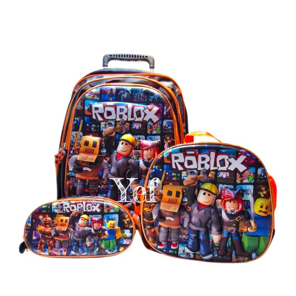 mochila kits com carrinho grande 3 peças escolar em Oferta na Shopee