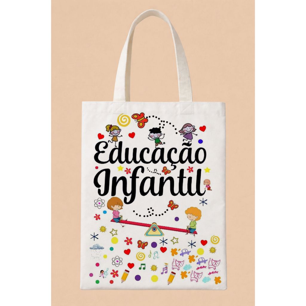 Bolsa ecobag sacola professoara pedagogia educaçao infantil, volta as aulas em Oferta na Shopee