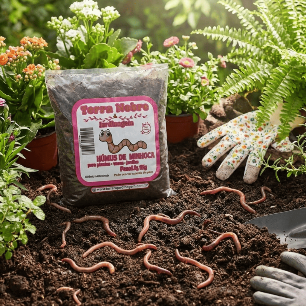 Húmus de Minhoca 1kg Até 10kg Adubo Orgânico 100% Natural Plantas Hortas Jardins Vasos de Planta