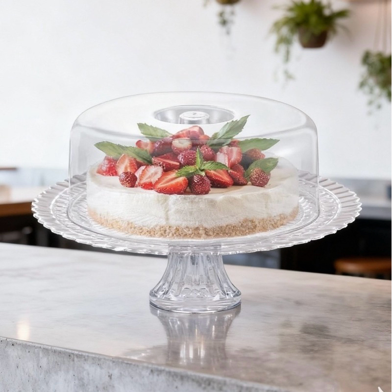 Boleira Gourmet Luxo de Vidro com Tampa Acrílica